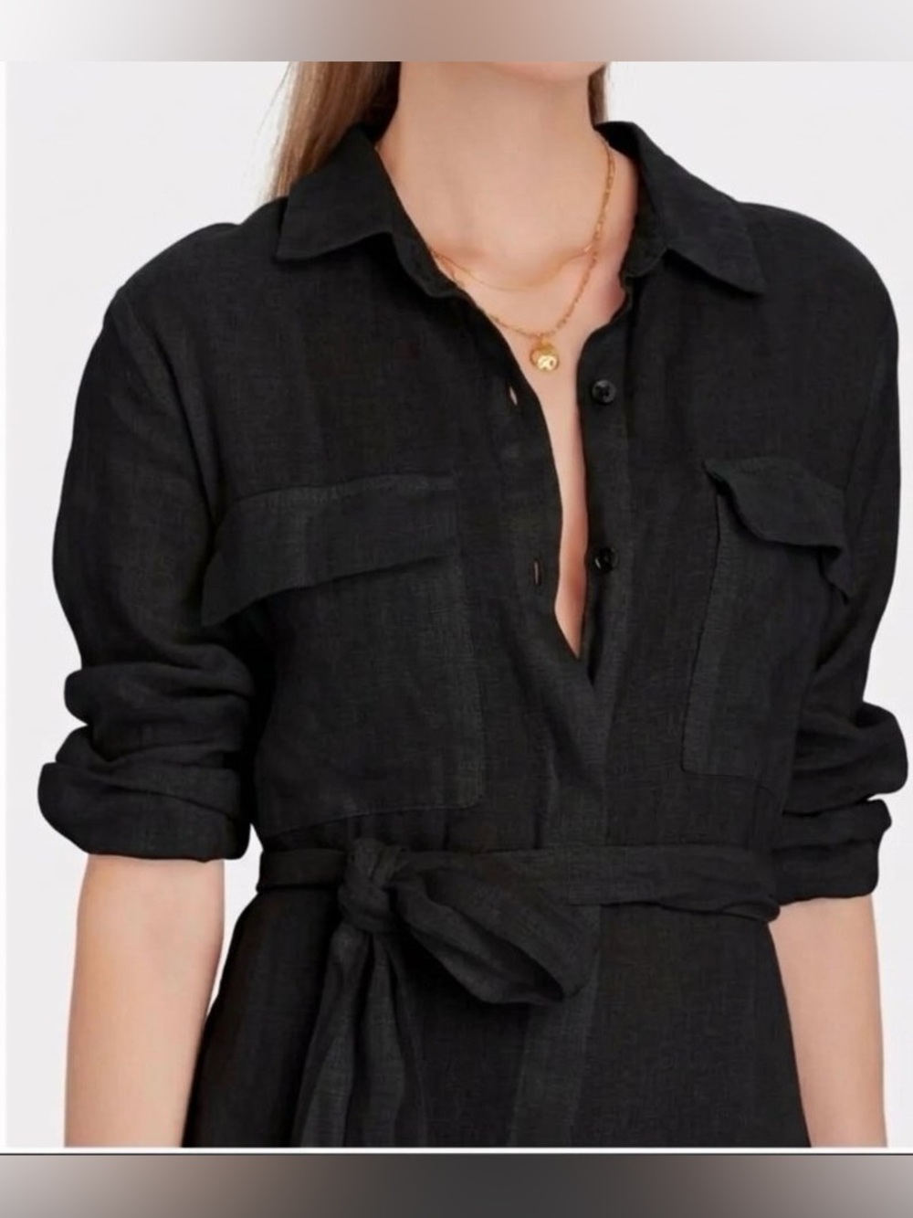 L'AGENCE Cameron Linen Maxi Shirt Dress XL - Picture 3 of 9